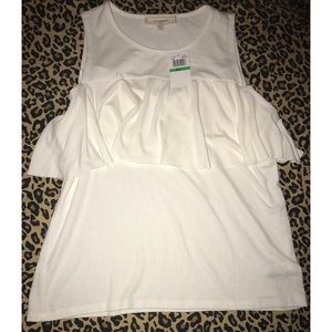 no comment Tops - White Ruffle Tank Top no comment Tops - White Ruffle Tank Top
